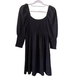 Forever 21 New Smoked Black Baby Doll Festival Dress with puffed sleeves